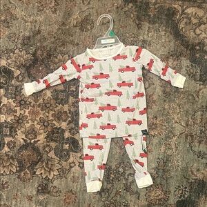 Kids Pajama Set with Red Trucks